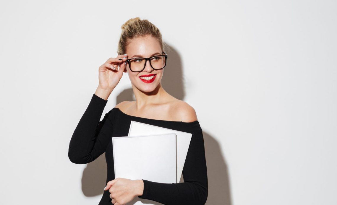sexy blonde woman with bun