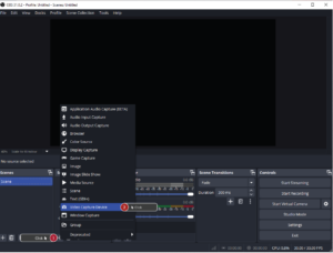 OBS Studio video capture device selection menu