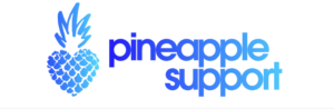 شعار على شكل قلب أناناس أزرق مع نص «Pineapple Support»